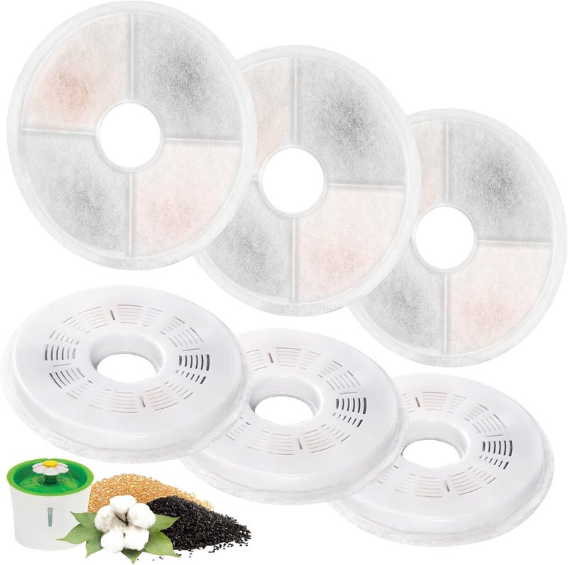 Porens 6 Pack Cat Water Fountain Replacement Filters Fit for 3L Flower Water Dispenser Automatic Pet Dog Cat Fountain Filter - Image 1